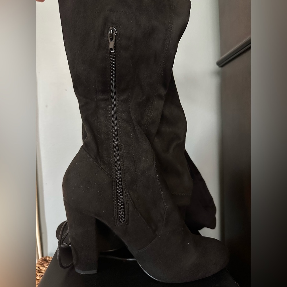 Lulus So Much Yes Black Suede Over the Knee Boots. NWT. - Picture 6 of 6